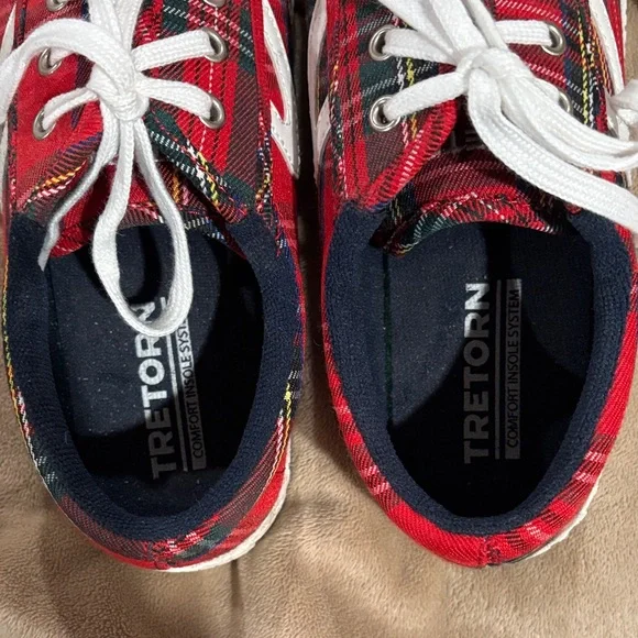 Red Plaid Tretorn Sneakers size 7 - Picture 5 of 9